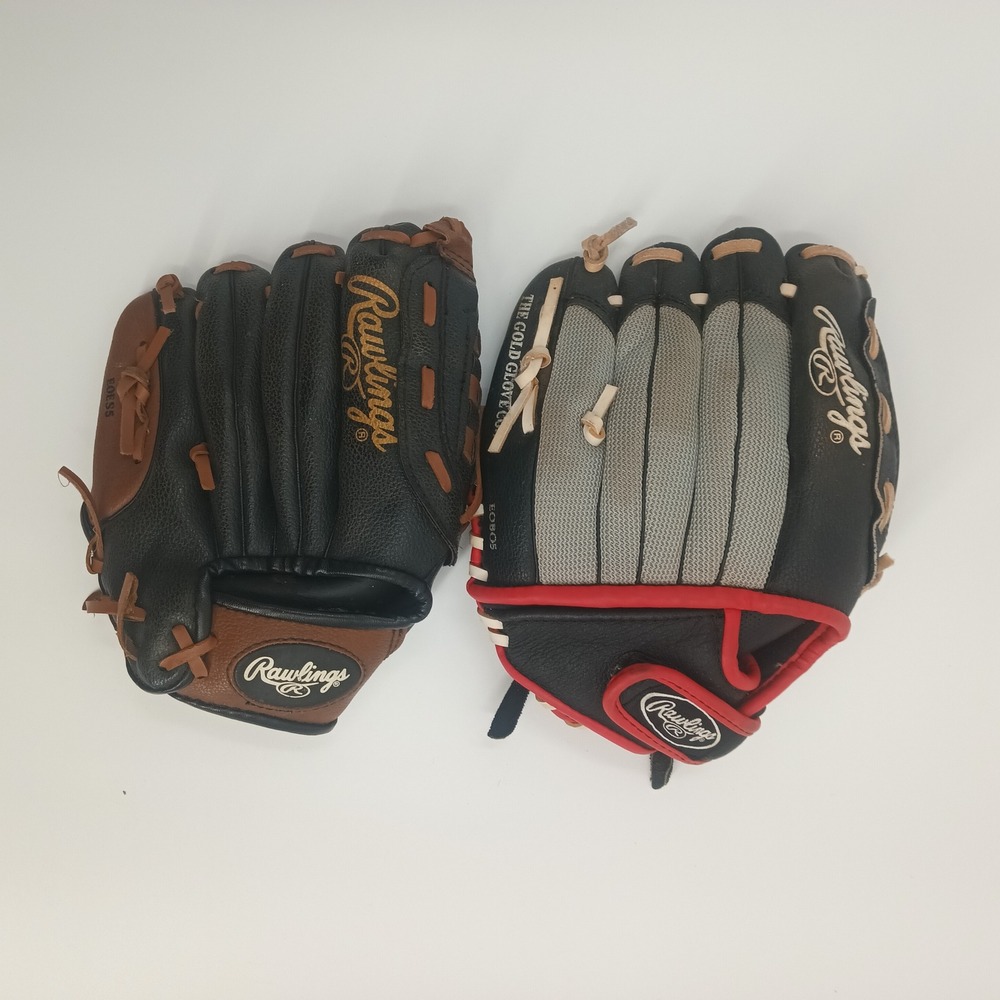 2 Rawlings Kids Baseball Glove 9.5" PL950BT & 10.5" PM105SRW Right Hand Throw